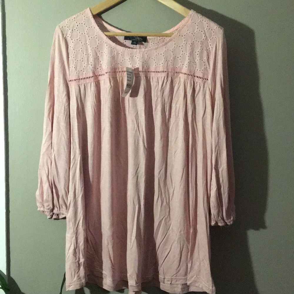 Blush Shirt with Eyelet Detailing